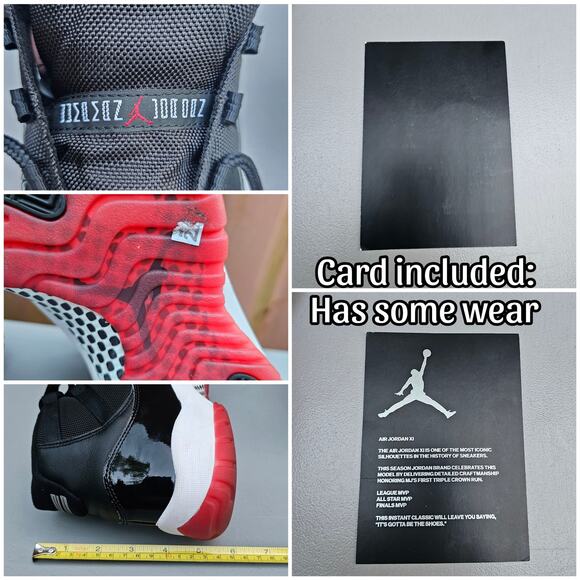 Air Jordan 11 Retro Playoffs Bred Size 9 Black Red XI Nike Jumpan 23 378037-061 - Picture 13 of 16